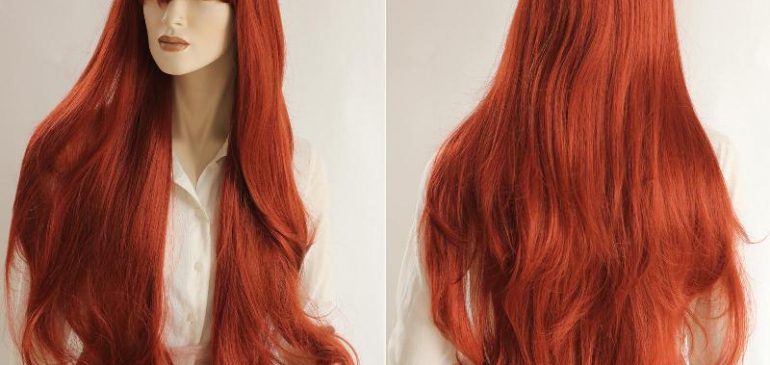 Длинные, удивительный, красный парик