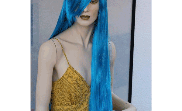 Светло-синий длинный парик