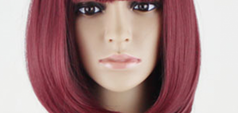 Synthetic wig, red Bob short.